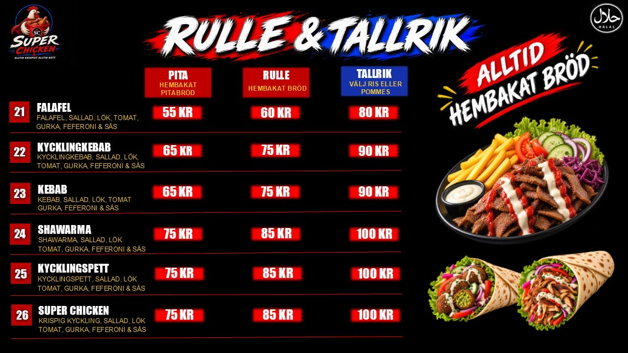 Rulle och tallrik meny